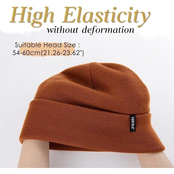 Furtalk Unisex Knit Beanie Acrylic Soft  Warm Winter Hats Pull-On Closure - Picture 7 of 7